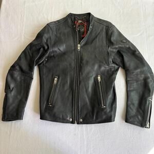 Diesel Mens Lambskin Leather Moto Jacket Biker Graffiti Art Streetwear Large